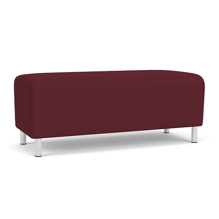 Lesro Siena Lounge Reception Loveseat Bench, Brushed Steel, OH Wine Upholstery SN6001